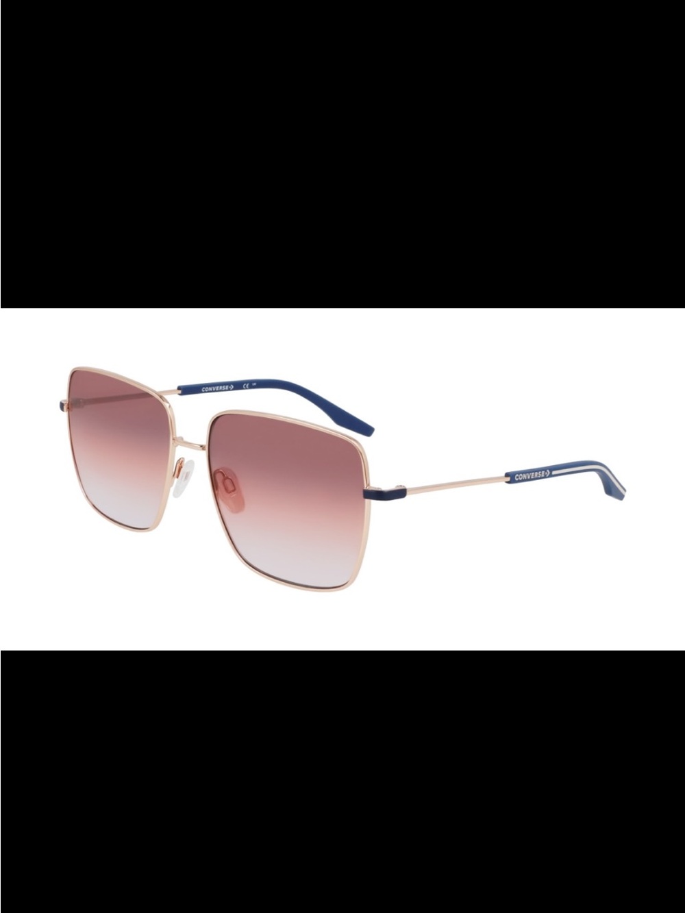 Converse Rose Gold Frame Sunglasses with Pink Gradient Lenses and Navy Temples